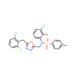 Cc1ccc(S(=O)(=O)N(Cc2nnc(Cc3c(Cl)cccc3Cl)o2)c2cccc(Cl)c2C)cc1 ZINC000028823377