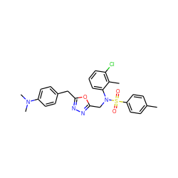 Cc1ccc(S(=O)(=O)N(Cc2nnc(Cc3ccc(N(C)C)cc3)o2)c2cccc(Cl)c2C)cc1 ZINC000028823344