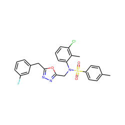 Cc1ccc(S(=O)(=O)N(Cc2nnc(Cc3cccc(F)c3)o2)c2cccc(Cl)c2C)cc1 ZINC000028823360