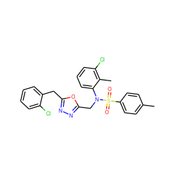 Cc1ccc(S(=O)(=O)N(Cc2nnc(Cc3ccccc3Cl)o2)c2cccc(Cl)c2C)cc1 ZINC000028823366