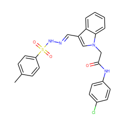 Cc1ccc(S(=O)(=O)N/N=C/c2cn(CC(=O)Nc3ccc(Cl)cc3)c3ccccc23)cc1 ZINC000096938516