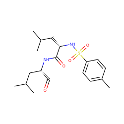 Cc1ccc(S(=O)(=O)N[C@@H](CC(C)C)C(=O)N[C@H](C=O)CC(C)C)cc1 ZINC000027626217