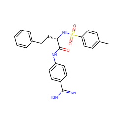 Cc1ccc(S(=O)(=O)N[C@@H](CCc2ccccc2)C(=O)Nc2ccc(C(=N)N)cc2)cc1 ZINC000031394559