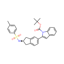 Cc1ccc(S(=O)(=O)N[C@@H]2Cc3ccc(-c4cc5ccccc5n4C(=O)OC(C)(C)C)cc3C2)cc1 ZINC000028949567