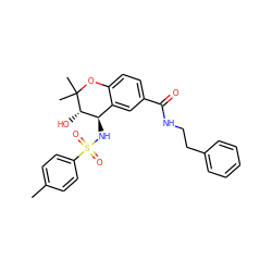 Cc1ccc(S(=O)(=O)N[C@@H]2c3cc(C(=O)NCCc4ccccc4)ccc3OC(C)(C)[C@H]2O)cc1 ZINC000028706627