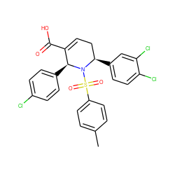 Cc1ccc(S(=O)(=O)N2[C@H](c3ccc(Cl)c(Cl)c3)CC=C(C(=O)O)[C@@H]2c2ccc(Cl)cc2)cc1 ZINC000038145765