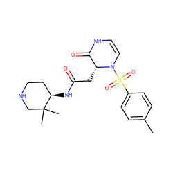 Cc1ccc(S(=O)(=O)N2C=CNC(=O)[C@H]2CC(=O)N[C@@H]2CCNCC2(C)C)cc1 ZINC000043169868