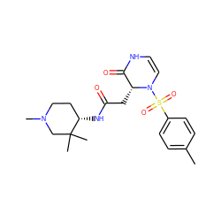 Cc1ccc(S(=O)(=O)N2C=CNC(=O)[C@H]2CC(=O)N[C@H]2CCN(C)CC2(C)C)cc1 ZINC000073167457