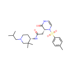 Cc1ccc(S(=O)(=O)N2C=CNC(=O)[C@H]2CC(=O)N[C@H]2CCN(CC(C)C)CC2(C)C)cc1 ZINC000073197673