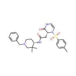 Cc1ccc(S(=O)(=O)N2C=CNC(=O)[C@H]2CC(=O)N[C@H]2CCN(Cc3ccccc3)CC2(C)C)cc1 ZINC000043169874