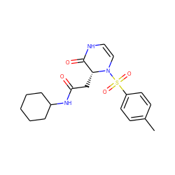 Cc1ccc(S(=O)(=O)N2C=CNC(=O)[C@H]2CC(=O)NC2CCCCC2)cc1 ZINC000073158837