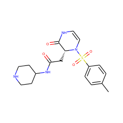 Cc1ccc(S(=O)(=O)N2C=CNC(=O)[C@H]2CC(=O)NC2CCNCC2)cc1 ZINC000073166236