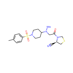 Cc1ccc(S(=O)(=O)N2CCC(N(N)CC(=O)N3CSC[C@H]3C#N)CC2)cc1 ZINC000048998687