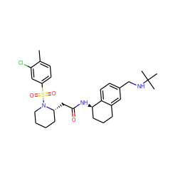 Cc1ccc(S(=O)(=O)N2CCCC[C@H]2CC(=O)N[C@@H]2CCCc3cc(CNC(C)(C)C)ccc32)cc1Cl ZINC000036161450