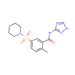 Cc1ccc(S(=O)(=O)N2CCCCC2)cc1C(=O)Nc1nc[nH]n1 ZINC000006498376