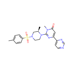 Cc1ccc(S(=O)(=O)N2CCN(c3nc(-c4ccncn4)cc(=O)n3C)[C@H](C)C2)cc1 ZINC000139488010