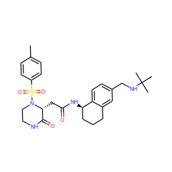 Cc1ccc(S(=O)(=O)N2CCNC(=O)[C@H]2CC(=O)N[C@@H]2CCCc3cc(CNC(C)(C)C)ccc32)cc1 ZINC000071332095