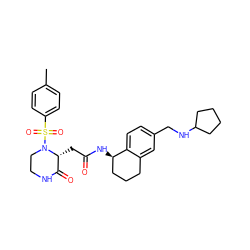 Cc1ccc(S(=O)(=O)N2CCNC(=O)[C@H]2CC(=O)N[C@@H]2CCCc3cc(CNC4CCCC4)ccc32)cc1 ZINC000071331790