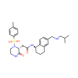 Cc1ccc(S(=O)(=O)N2CCNC(=O)[C@H]2CC(=O)N[C@@H]2CCCc3cc(CNCC(C)C)ccc32)cc1 ZINC000071340948