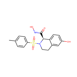 Cc1ccc(S(=O)(=O)N2CCc3cc(O)ccc3[C@@H]2C(=O)NO)cc1 ZINC000013588256