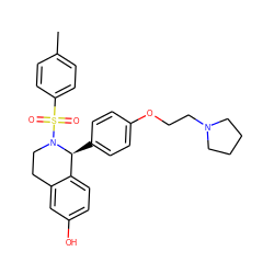 Cc1ccc(S(=O)(=O)N2CCc3cc(O)ccc3[C@@H]2c2ccc(OCCN3CCCC3)cc2)cc1 ZINC000026662881