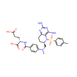 Cc1ccc(S(=O)(=O)N2c3c(N)nc(N)nc3CC[C@@H]2CN(C)c2ccc(C(=O)N[C@@H](CCC(=O)O)C(=O)O)cc2)cc1 ZINC000095576620