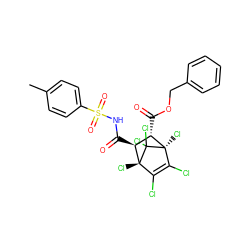 Cc1ccc(S(=O)(=O)NC(=O)[C@H]2[C@H](C(=O)OCc3ccccc3)[C@@]3(Cl)C(Cl)=C(Cl)[C@@]2(Cl)C3(Cl)Cl)cc1 ZINC000299866369