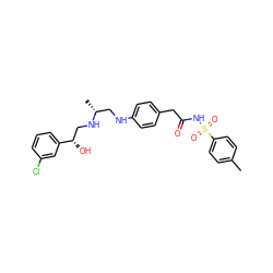 Cc1ccc(S(=O)(=O)NC(=O)Cc2ccc(NC[C@@H](C)NC[C@H](O)c3cccc(Cl)c3)cc2)cc1 ZINC000025421997