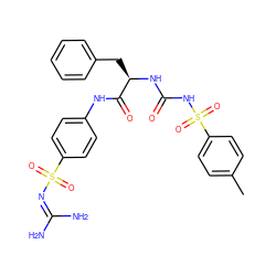 Cc1ccc(S(=O)(=O)NC(=O)N[C@H](Cc2ccccc2)C(=O)Nc2ccc(S(=O)(=O)N=C(N)N)cc2)cc1 ZINC000029475939