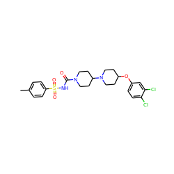 Cc1ccc(S(=O)(=O)NC(=O)N2CCC(N3CCC(Oc4ccc(Cl)c(Cl)c4)CC3)CC2)cc1 ZINC000036412221