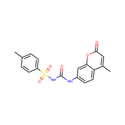 Cc1ccc(S(=O)(=O)NC(=O)Nc2ccc3c(C)cc(=O)oc3c2)cc1 ZINC000299828020