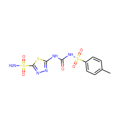 Cc1ccc(S(=O)(=O)NC(=O)Nc2nnc(S(N)(=O)=O)s2)cc1 ZINC000006003006