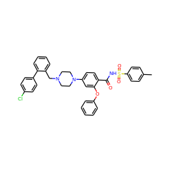 Cc1ccc(S(=O)(=O)NC(=O)c2ccc(N3CCN(Cc4ccccc4-c4ccc(Cl)cc4)CC3)cc2Oc2ccccc2)cc1 ZINC000165343605