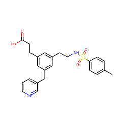 Cc1ccc(S(=O)(=O)NCCc2cc(CCC(=O)O)cc(Cc3cccnc3)c2)cc1 ZINC000013765917