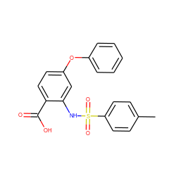 Cc1ccc(S(=O)(=O)Nc2cc(Oc3ccccc3)ccc2C(=O)O)cc1 ZINC000095921136