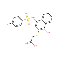 Cc1ccc(S(=O)(=O)Nc2cc(SCC(=O)O)c(O)c3ccccc23)cc1 ZINC000000944472