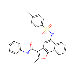 Cc1ccc(S(=O)(=O)Nc2cc3c(C(=O)Nc4ccccc4)c(C)oc3c3ccccc23)cc1 ZINC000006146736