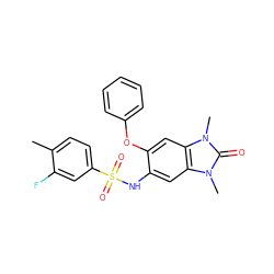 Cc1ccc(S(=O)(=O)Nc2cc3c(cc2Oc2ccccc2)n(C)c(=O)n3C)cc1F ZINC000046009519