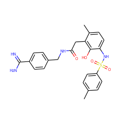 Cc1ccc(S(=O)(=O)Nc2ccc(C)c(CC(=O)NCc3ccc(C(=N)N)cc3)c2O)cc1 ZINC000028568881