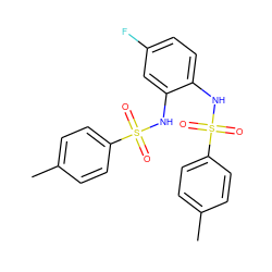 Cc1ccc(S(=O)(=O)Nc2ccc(F)cc2NS(=O)(=O)c2ccc(C)cc2)cc1 ZINC000001046856