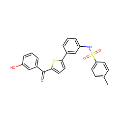 Cc1ccc(S(=O)(=O)Nc2cccc(-c3ccc(C(=O)c4cccc(O)c4)s3)c2)cc1 ZINC000112973442