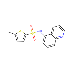 Cc1ccc(S(=O)(=O)Nc2cccc3ncccc23)s1 ZINC000100427351