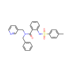 Cc1ccc(S(=O)(=O)Nc2ccccc2C(=O)N(Cc2ccccc2)Cc2cccnc2)cc1 ZINC000026716859