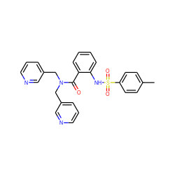 Cc1ccc(S(=O)(=O)Nc2ccccc2C(=O)N(Cc2cccnc2)Cc2cccnc2)cc1 ZINC000026718496