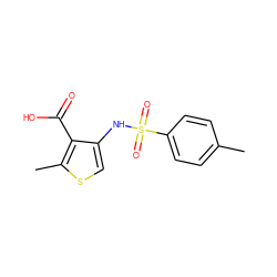 Cc1ccc(S(=O)(=O)Nc2csc(C)c2C(=O)O)cc1 ZINC000000118154