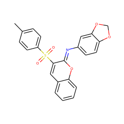 Cc1ccc(S(=O)(=O)c2cc3ccccc3o/c2=N\c2ccc3c(c2)OCO3)cc1 ZINC000018245946