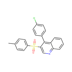 Cc1ccc(S(=O)(=O)c2cnc3ccccc3c2-c2ccc(Cl)cc2)cc1 ZINC000115923728