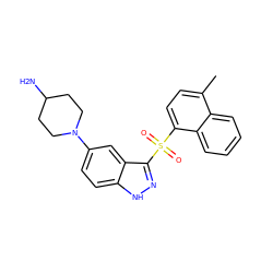 Cc1ccc(S(=O)(=O)c2n[nH]c3ccc(N4CCC(N)CC4)cc23)c2ccccc12 ZINC000045371420