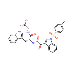 Cc1ccc(S(=O)(=O)n2cc(C(=O)C(=O)N[C@H](Cc3c[nH]c4ccccc34)C(=O)NCC(=O)O)c3ccccc32)cc1 ZINC000473123270