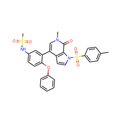 Cc1ccc(S(=O)(=O)n2ccc3c(-c4cc(NS(C)(=O)=O)ccc4Oc4ccccc4)cn(C)c(=O)c32)cc1 ZINC000146691556